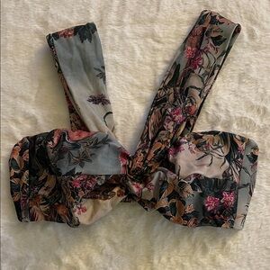 PatBO  Floral Cross-Front Swim Bustier Top SZ L